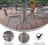 Flash Furniture Bellamy 23.75'' Round Tempered Glass Metal Table, Silver - Photo 4
