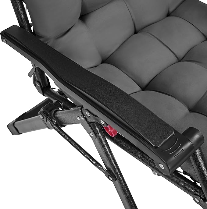 Yaheetech 29" Zero Gravity Chair Folding Reclining Lounge Recliner with Removable Pad & Headrest & Side Cup Holder Tray for Indoor and Outdoor Dark Gray/1