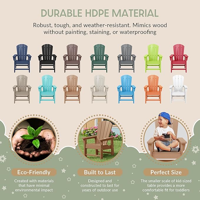 WestinTrends Malibu Kids Outdoor HDPE Adirondack Plastic Patio Chair, Teak
