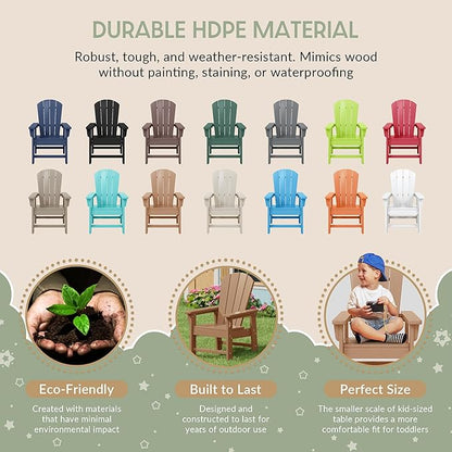 WestinTrends Malibu Kids Outdoor HDPE Adirondack Plastic Patio Chair, Teak