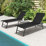 Tangkula 3 Piece Patio Chaise Lounge Set, Aluminum Patio Recliner with Coffee Table, 6-Level Backrest Adjustment - Photo 2