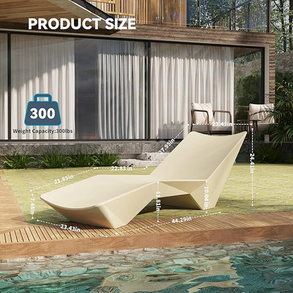 in Pool Lounge Chairs - Ergonomic Beige Pool Lounger with Efficient Drainage Design for Outdoor Relaxation, Waterproof Tanning Chairs Outdoor for Sun Shelf, Use in Pools up to 12" of Water