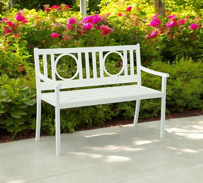 HomeRoots 45" White Metal Garden Patio Bench