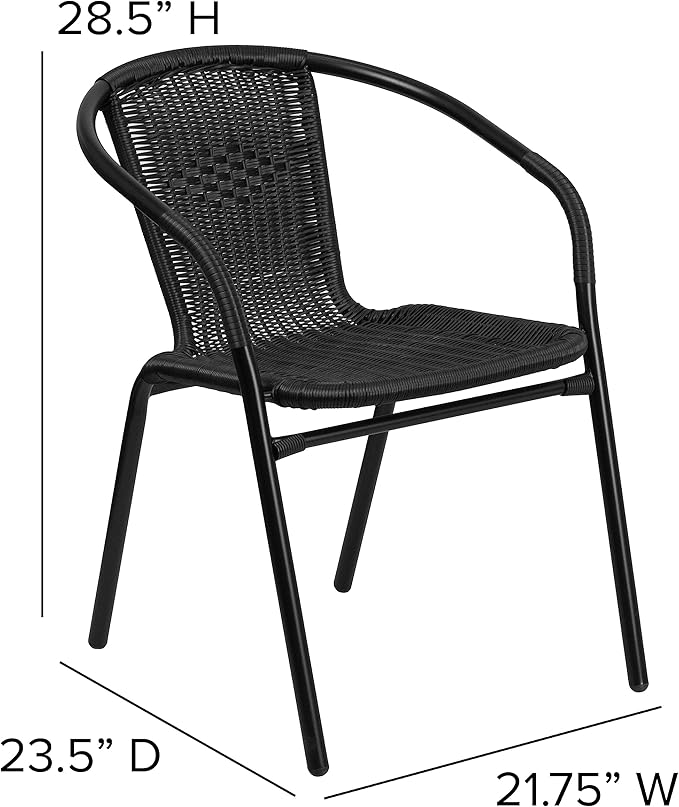EMMA + OLIVER Set of 4 Modern Rattan Indoor/Outdoor Stack Chairs - Photo 2