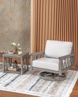 2-Piece Aluminum Outdoor Furniture Set, Swivel Patio Sofa Chair and Side Table Set - Photo 3