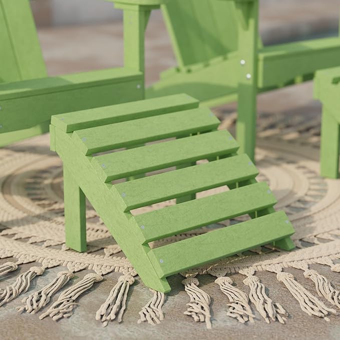 Wildridge Classic Footrest, Lime Green - Outdoor Weather Resistant HDPE Ottoman for Adirondack Chair