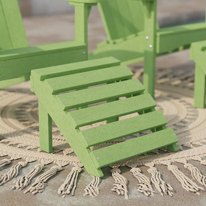 Wildridge Classic Footrest, Lime Green - Outdoor Weather Resistant HDPE Ottoman for Adirondack Chair