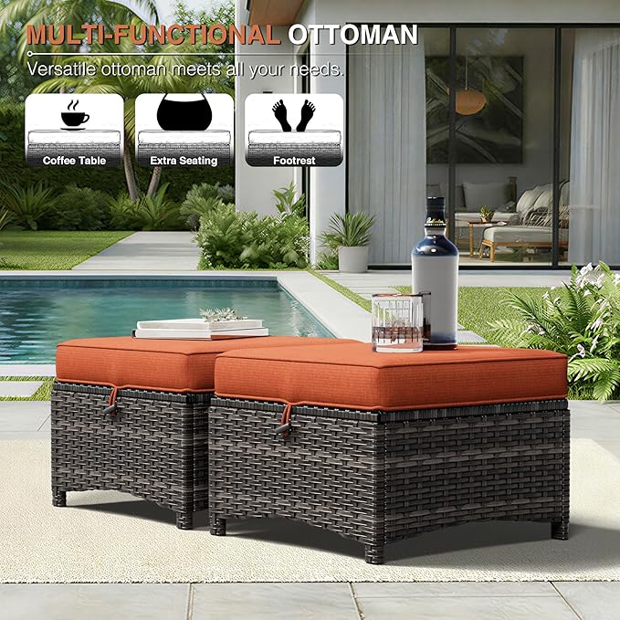 Joyside Outdoor Patio Couch Set, Outdoor Wicker Sofa with High Back, Deep Seating, Wide Armrest, Thickened Cushions - Photo 8