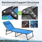 2 Pack Folding Chaise Lounge Chair 5-Position Adjustable Outdoor Recliner 400LB Capacity Portable Patio Camping Beach - Photo 8