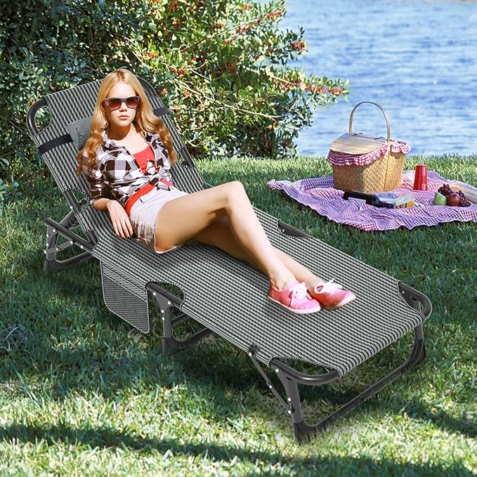LILYPELLE Folding Outside Chaise Lounge Chair with Mattress - Photo 4
