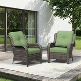 Patio Chairs Set of 2, Outdoor Wicker Patio Furniture Set with Thickened Olefin Cushions, High Back and Deep Seating - Photo 1