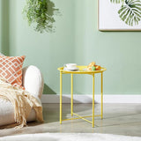 VECELO Side/End Table, Folding Round Metal Anti-Rust and Waterproof Outdoor or Indoor Tray for Living Room Bedroom - Photo 2