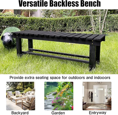 35.4'' Outdoor Garden Benches Weatherproof Patio Bench Two-Person Seat Backless Bench Wood Bench with Slatted High Temperature Bench for Front Porch Backyard (Upgraded to Prevent Fading)