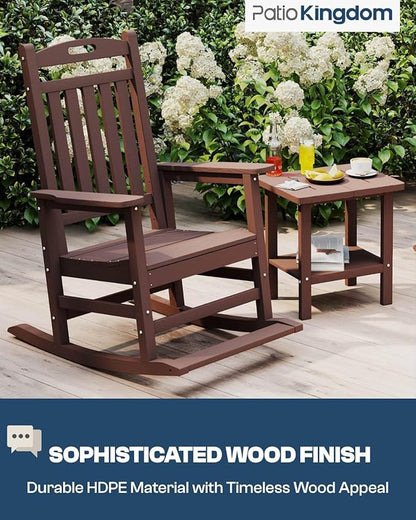 Classic Outdoor Rocking Chair Set of 6, HDPE Patio Rocking Chairs with Slat Back & Wide Armrests, All-Weather Rocking Lawn Chairs for Porch, Garden, Deck, Backyard, Navy Blue