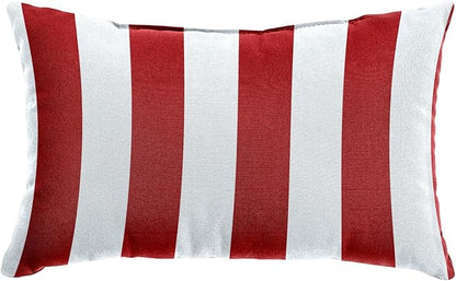 BrylaneHome Lumbar Pillow - 20" L x 13" W - Patio & Outdoor - Water, Stain & Fade Resistant - Classic Red Cabana