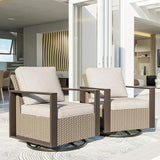 Patio Chairs Set of 2, Outdoor Swivel Rocker Patio Chairs, Metal Patio Furniture with Deep Seating - Photo 1