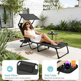 Outdoor Chaise Lounge Chair with 4-Position Adjustable Backrest, Patio Folding Sun Tanning Chair, Pillow & Cup Holder - Photo 7