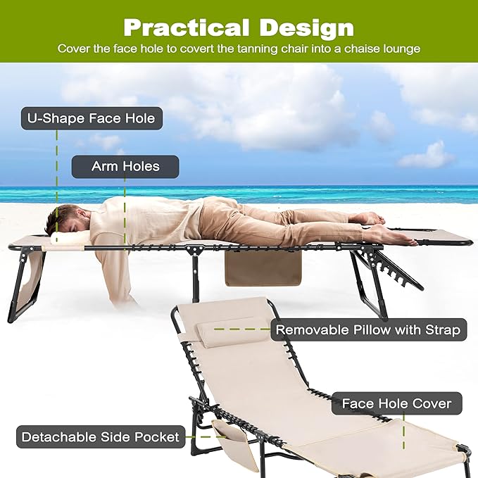 NUU GARDEN Folding Oxford Chaise Lounge Chair - Photo 4