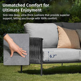 East Oak Life Chatter Outdoor Patio Furniture | Outdoor Sofa 3 Seats with Waterproof Thick Cushions - Photo 2