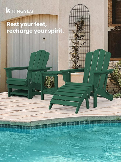 KINGYES Folding Adirondack Ottomans Set of 2 for Adirondack Chair, Green
