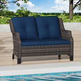 Outdoor Patio Loveseat, All-Weather 2-Seater Wicker Loveseat with Cushions, Outdoor Patio Love Seat Sofa for Garden - Photo 6