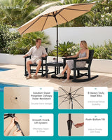 SERWALL Outdoor Rocking Chairs Set of 2 with 1 Side Table & 9ft Patio Umbrella - Photo 3