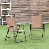 Giantex Set of 2 Patio Folding Chairs, Outdoor Patio Dining Chairs w/Armrest, Sling Back, Metal Frame - Photo 4