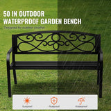 Happybuy 50-Inch Metal Outdoor Garden Bench, 550 lbs Load Capacity, Patio Bench with Backrest & Armrests - Photo 3