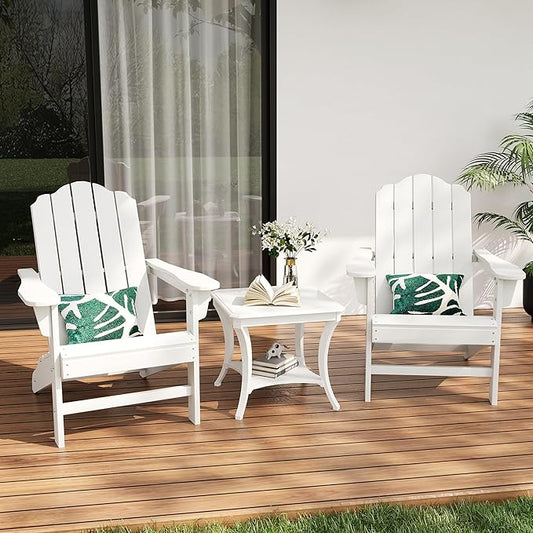 PeakPursuit HDPE Adirondack Chair Set of 2 for Patio, Wood Texture Lawn Chair, Outdoor Patio Furniture for Garden Backyard Deck