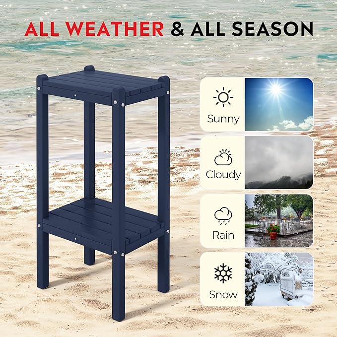 Costaelm Outdoor Side Table, 2-Tier Small Patio Coffee Tables for Outside, Outdoor End Tables for Patio - Photo 4