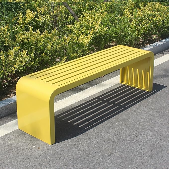 Garden Bench, Outdoor Patio Backless Bench, Metal Garden Benches, All-Weather Park Bench for Garden, Porch, Lounge(Color:Yellow,Size:150 * 40 * 45cm/59 * 16 * 18in)