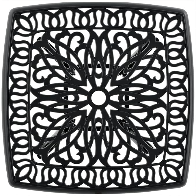 Outdoor 21" Cast Aluminum Square Side Table End Table for Patio, Backyard, Pool, Indoor Companion, Easy Maintenance and Weather Resistant, Black