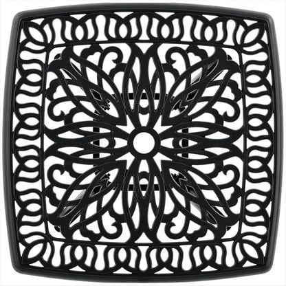 Outdoor 21" Cast Aluminum Square Side Table End Table for Patio, Backyard, Pool, Indoor Companion, Easy Maintenance and Weather Resistant, Black