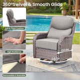 Luxury Patio Furniture Set with 6-inch Thick Cushion, Outdoor Furniture with Fire Pit Table, Swivel Chairs, Sofa - Photo 4