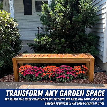 Patio Wise Acacia Wood Traditional Backless Bench, 5-Foot Indoor/Outdoor Wooden Porch, Patio, Garden & Park Seating, 57-Inches Long x 15-Inches Wide x 18-Inches High, Teak Color