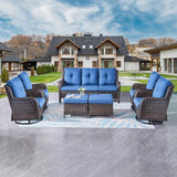 Rilyson Wicker Patio Furniture Set - 7 Piece Rattan Outdoor Sectional Conversation Sets with 4 Swivel Rocking Chairs - Photo 1