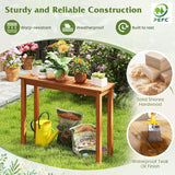 Tangkula Narrow Outdoor Dining Table, Solid Wood Furniture Patio Console Table with Slatted Tabletop - Photo 4