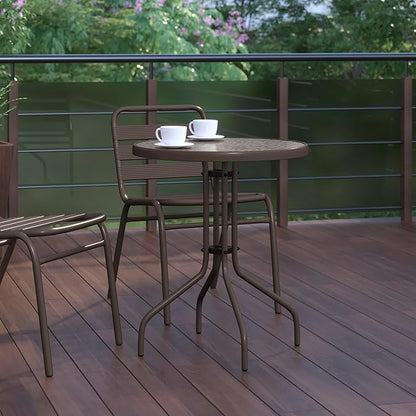 Flash Furniture Bellamy 23.75'' Round Tempered Glass Metal Table, Bronze