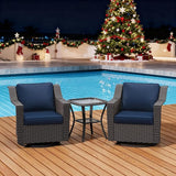 3 Pieces Patio Conversation Furniture Set - 2 Swivel Chairs, 1 Side Table - Photo 7