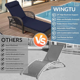 Outdoor Chaise Lounge Chair Set of 2, PE Wicker Recliner Patio Reclining Sunbathing Chair with Cushion - Photo 3