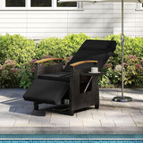 HAPPYGRILL Outdoor Rattan Wicker Chaise Lounge Recliner Chair with Adjustable Backrest & Footrest - Photo 2
