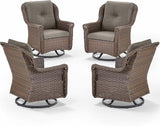 Patio Chairs Outdoor Swivel Glider - Set of 4 High Back Outside Brown Wicker Rattan Rocking Chair with Thick Cushion - Photo 1