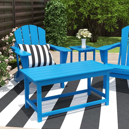 Costaelm Adirondack Conversation Table, HDPE Outdoor Drink Weather Resistant, Outdoor Patio Porch Accent Balcony Table for Pool, Seaside, Backyard, Pacific Blue