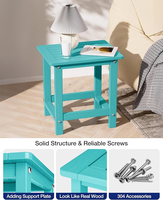 YEFU Outdoor Side Table for Patio: 16" HIPS Weather - Resistant Adirondack Tables - Waterproof Small Square End Tables - Photo 6
