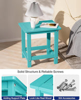 YEFU Outdoor Side Table for Patio: 16" HIPS Weather - Resistant Adirondack Tables - Waterproof Small Square End Tables - Photo 6