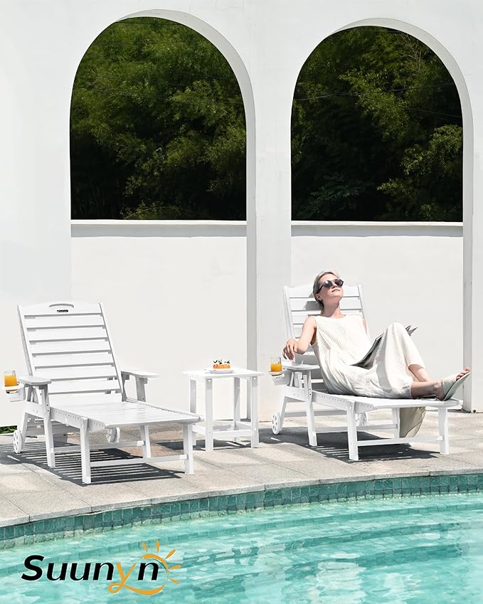 Lounge Chair Outdoor, Chaise Lounge Outdoor, HDPE 6-Position Lounge Chair for Outside - Photo 2