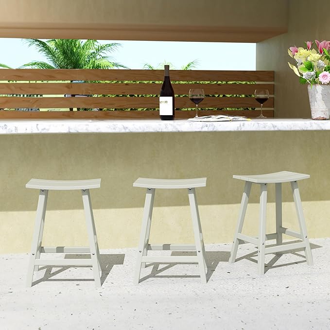 WestinTrends Malibu Malibu 24 Inch Counter High Saddle Stools (Set of 3), Sand