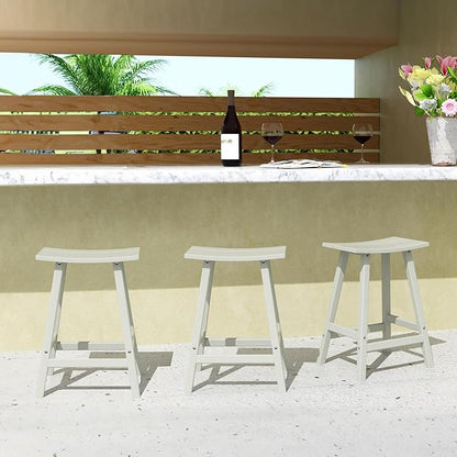 WestinTrends Malibu Malibu 24 Inch Counter High Saddle Stools (Set of 3), Sand