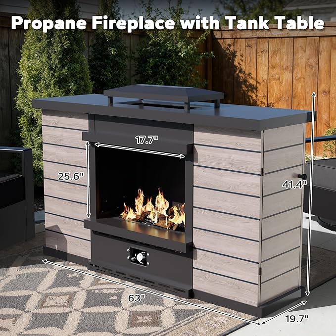 Outdoor Aluminum Furniture Set, 4-Piece Patio Conversation Set, 2 Chairs, 1 Sofa and 1 Fireplace - Photo 3
