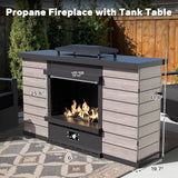 Outdoor Aluminum Furniture Set, 4-Piece Patio Conversation Set, 2 Swivel Chairs, 1 Sofa and 1 Fireplace - Photo 3